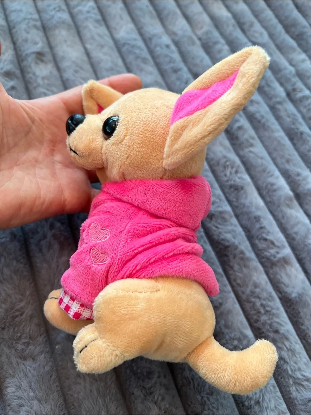 Plush Chihuahua Toy in Pink Hoodie